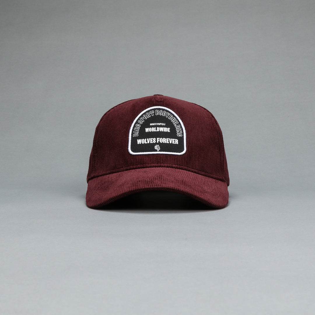 Feed Patch Corduroy 5 Panel Hat in Maroon