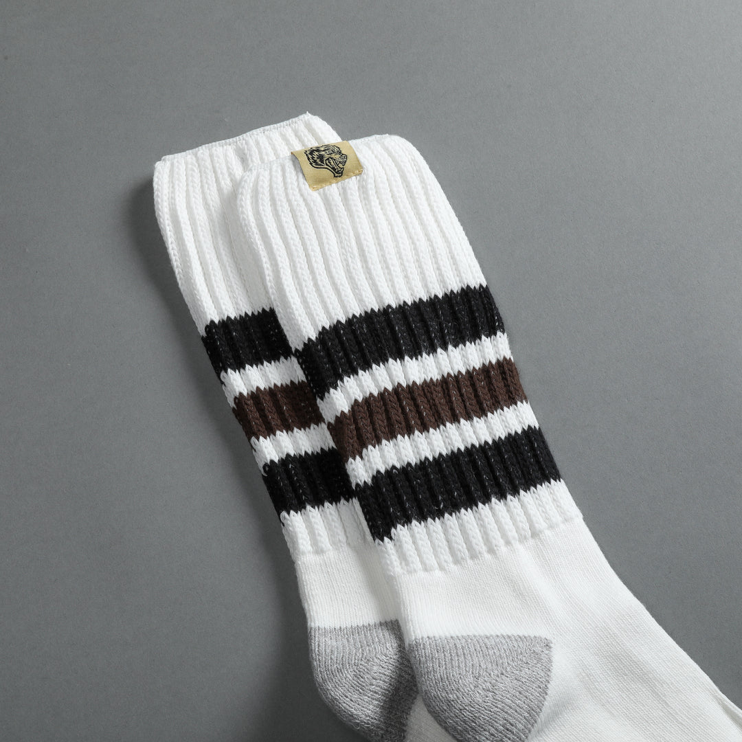 Wolf Patch Boot Socks in Cream/Black/Norse Brown