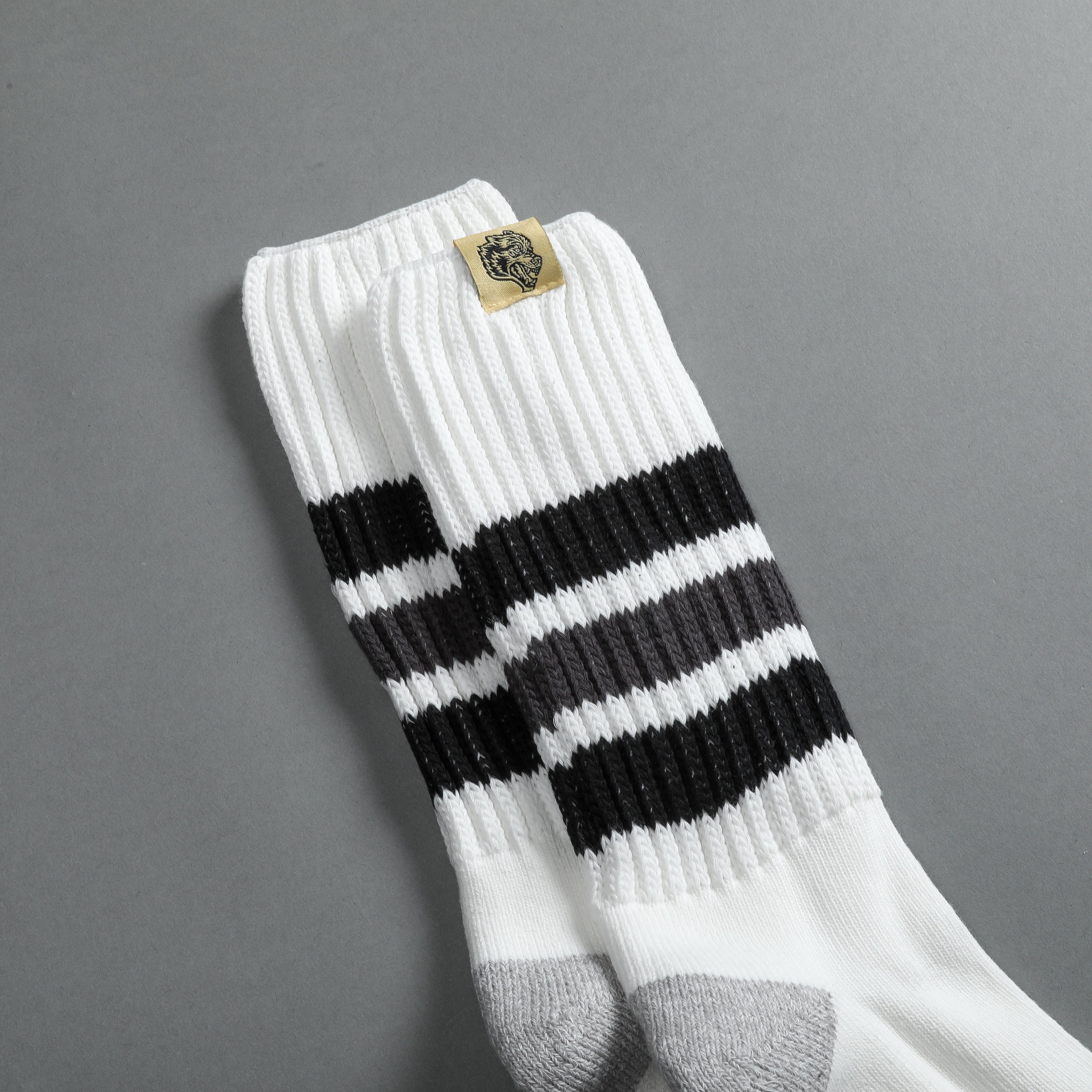 Wolf Patch Boot Socks in Cream/Black/Norse Blue