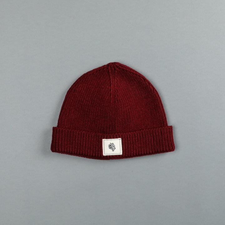 Wolf Patch Beanie in Maroon