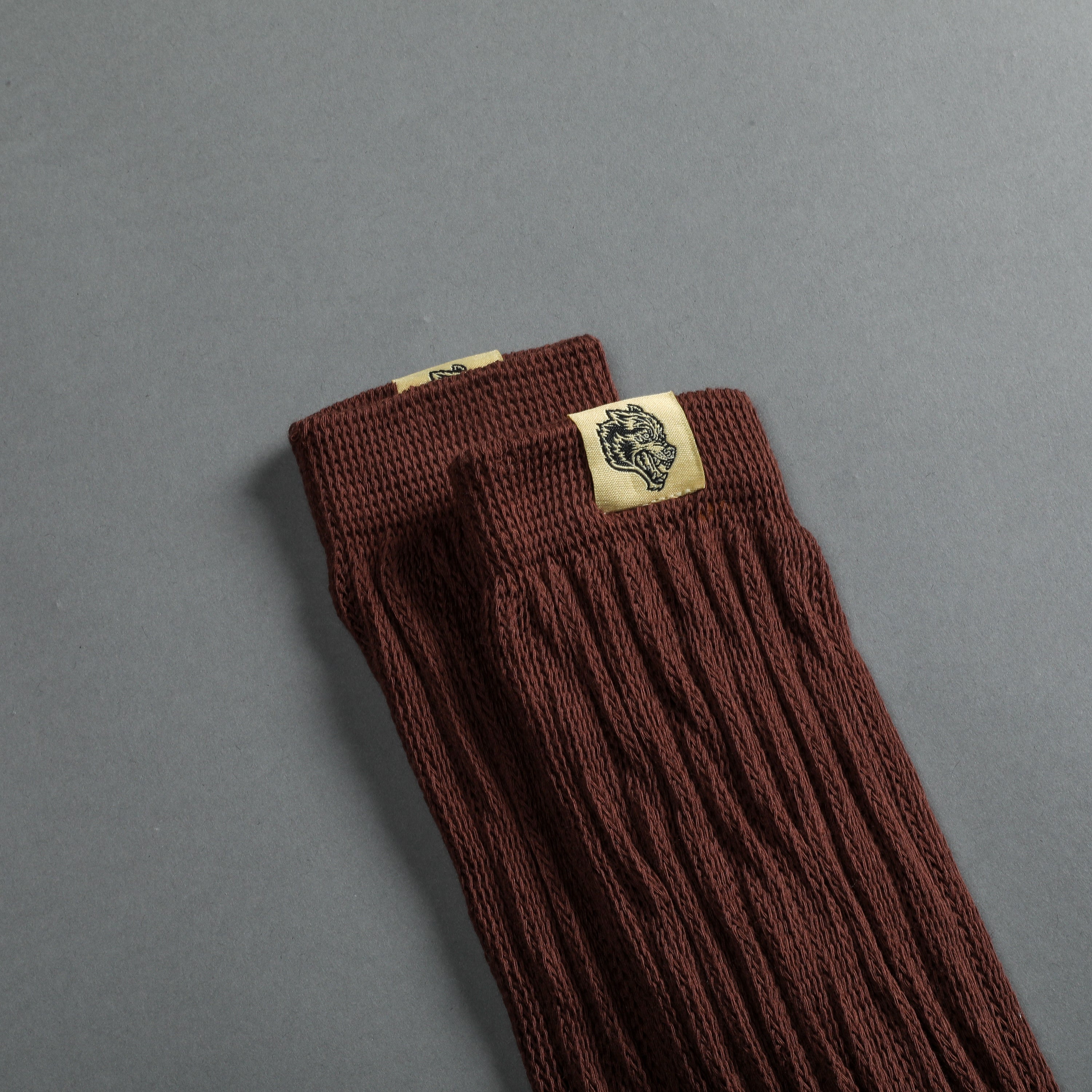 Wolf Patch Comfy Socks in Norse Brown