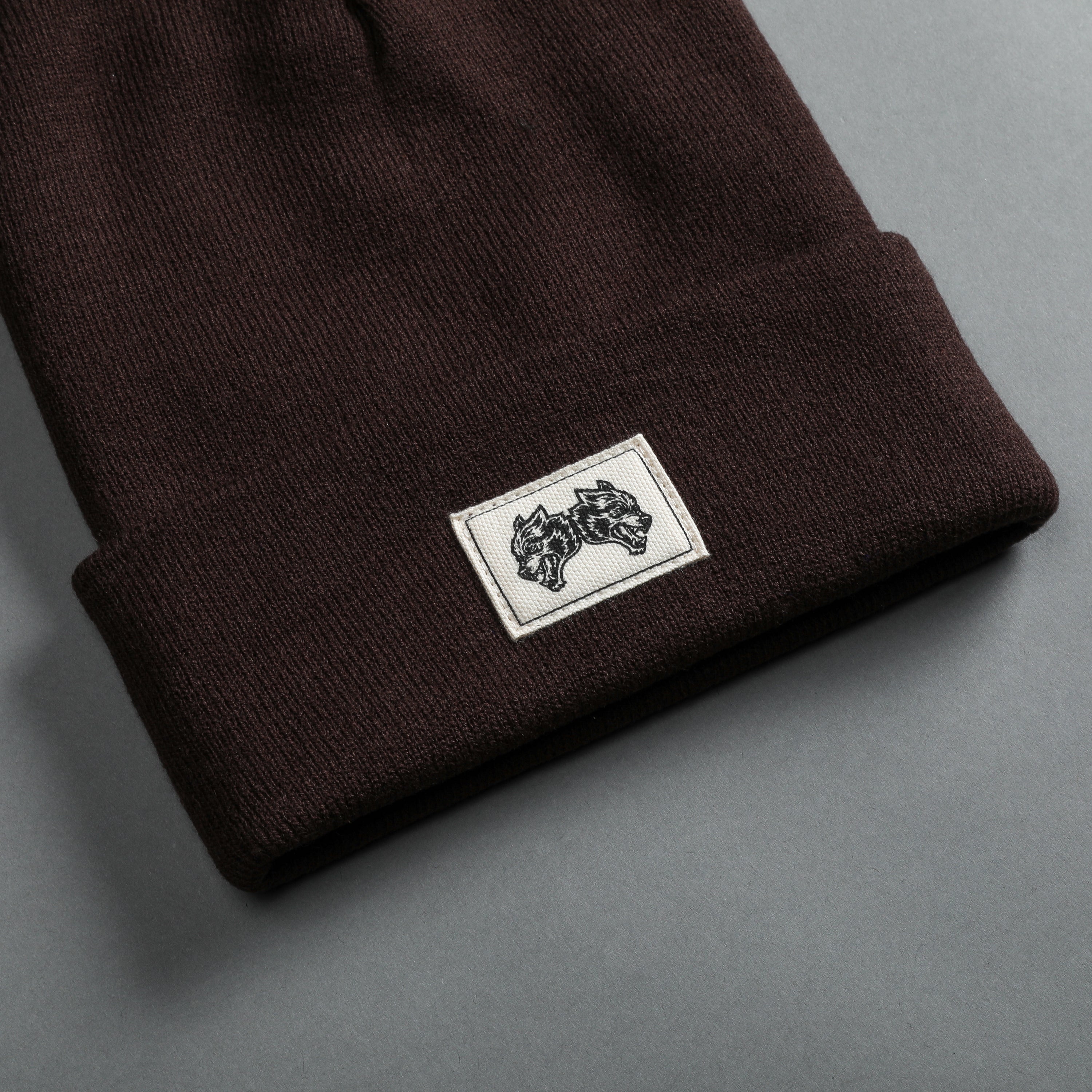IYKYK Work Hard Patch Beanie in Norse Brown
