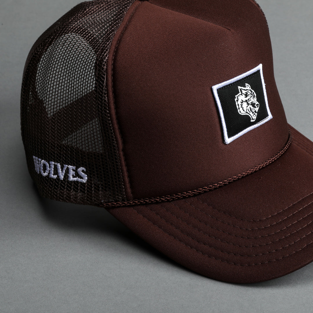 Wolf Patch Trucker Hat in Norse Brown