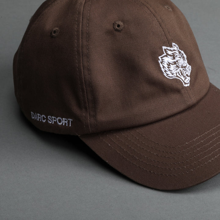 Wolf Head Dad Hat in Norse Brown