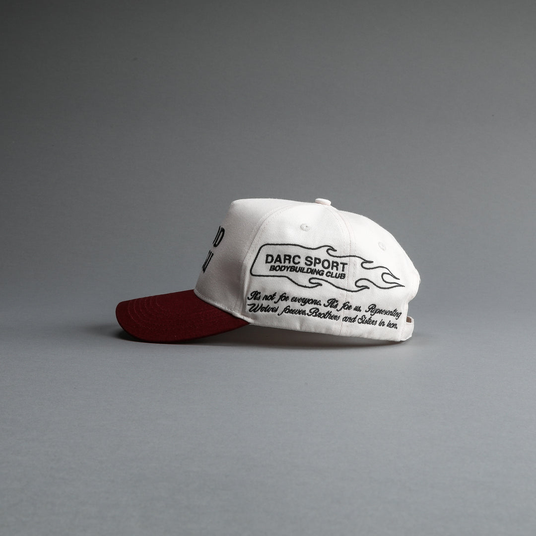 With Valor 5 Panel Hat in Cream/Maroon
