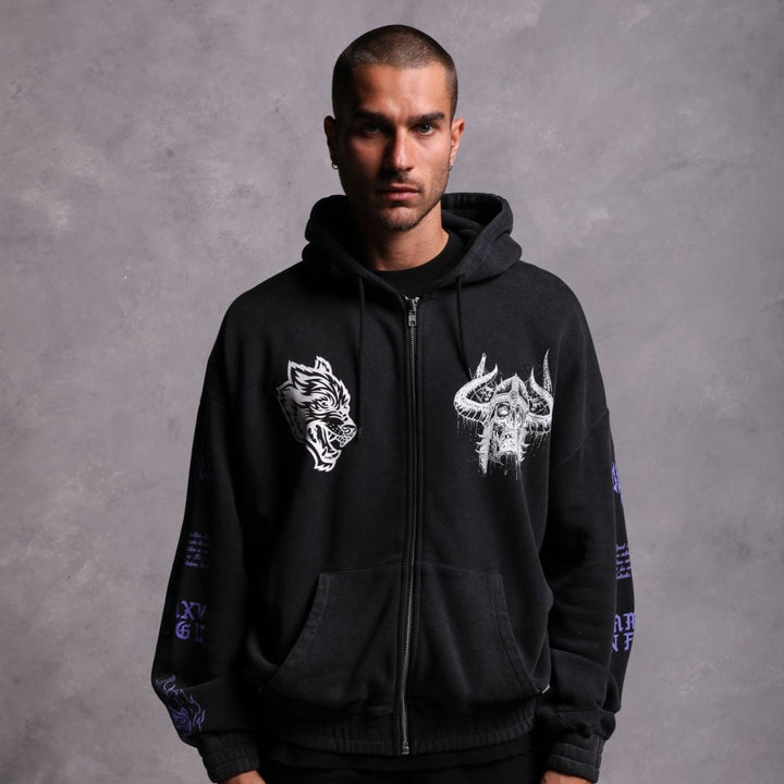 Us Vs. Them "Vintage Chambers" Zip Hoodie in Black