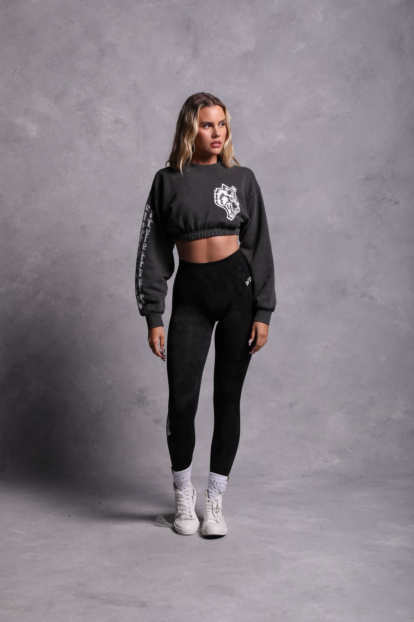 In Our Heart "Vintage Gwen" (Cropped) Crewneck in Wolf Gray