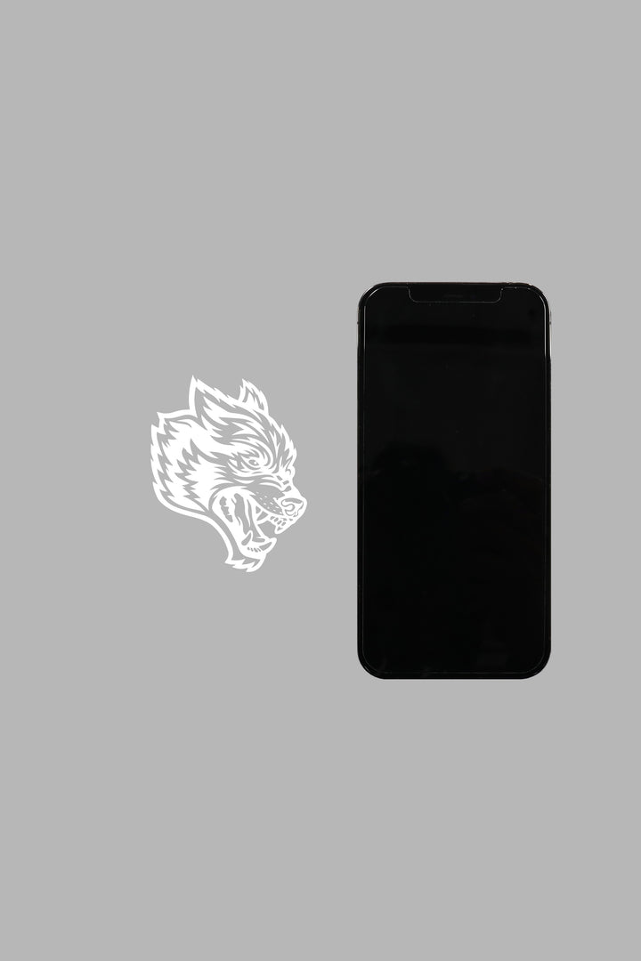 Wolf Head Small Vinyl Decal in White