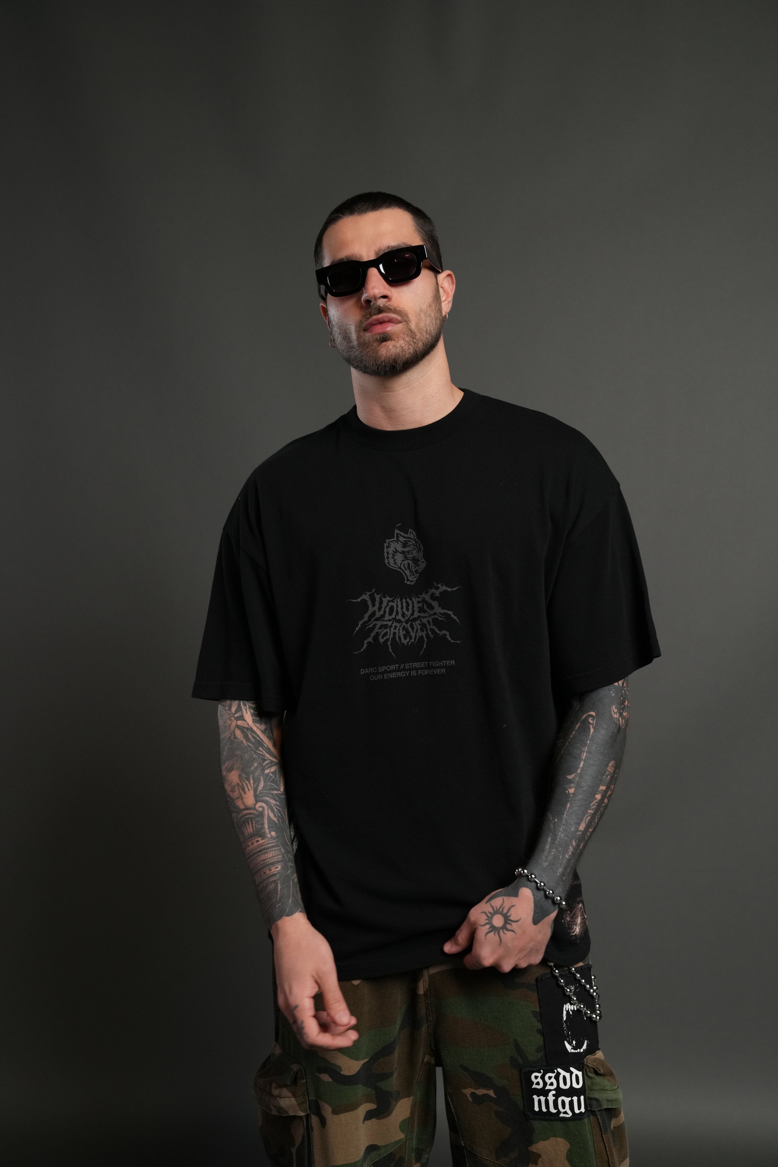 Darc Ken "Side By Side" Series Premium Oversized Tee in Black