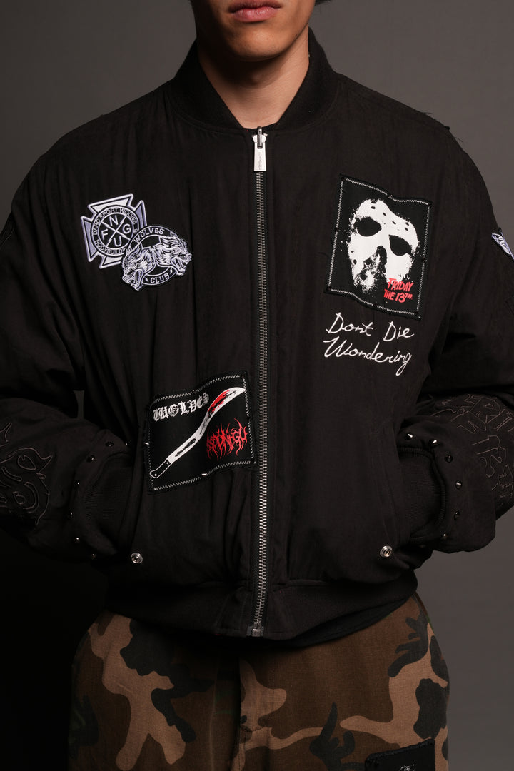 Jason Frvr Cloud Quilted Reversible Bomber Jacket In Black/Oxblood