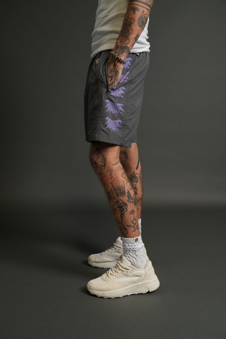 Drip Hesh Remind Track Shorts in Wolf Gray