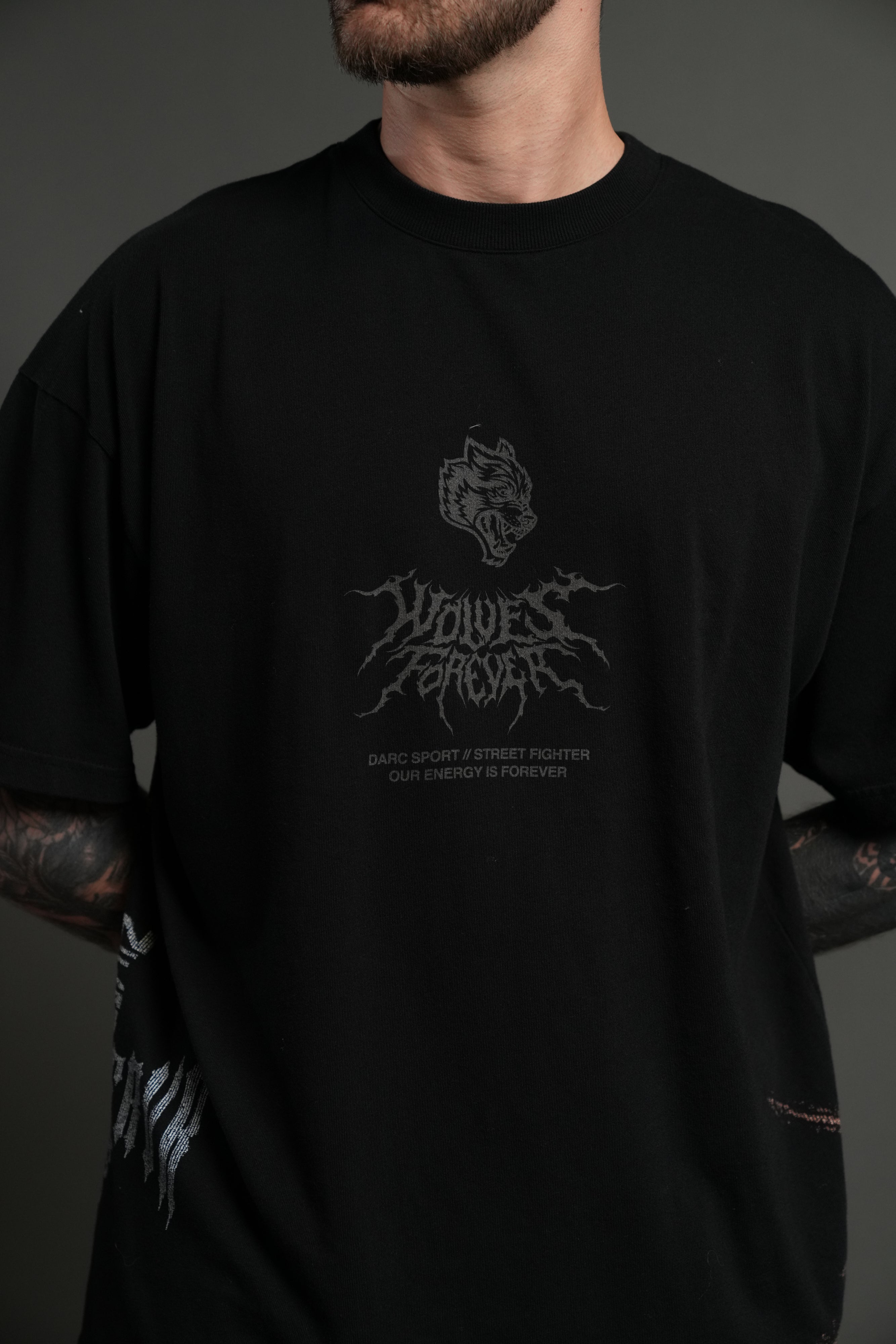 Darc Ken "Side By Side" Series Premium Oversized Tee in Black