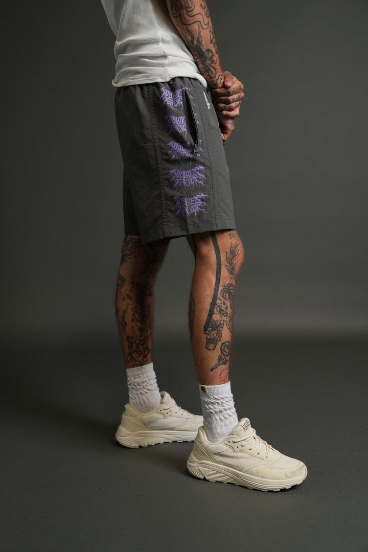 Drip Hesh Remind Track Shorts in Wolf Gray
