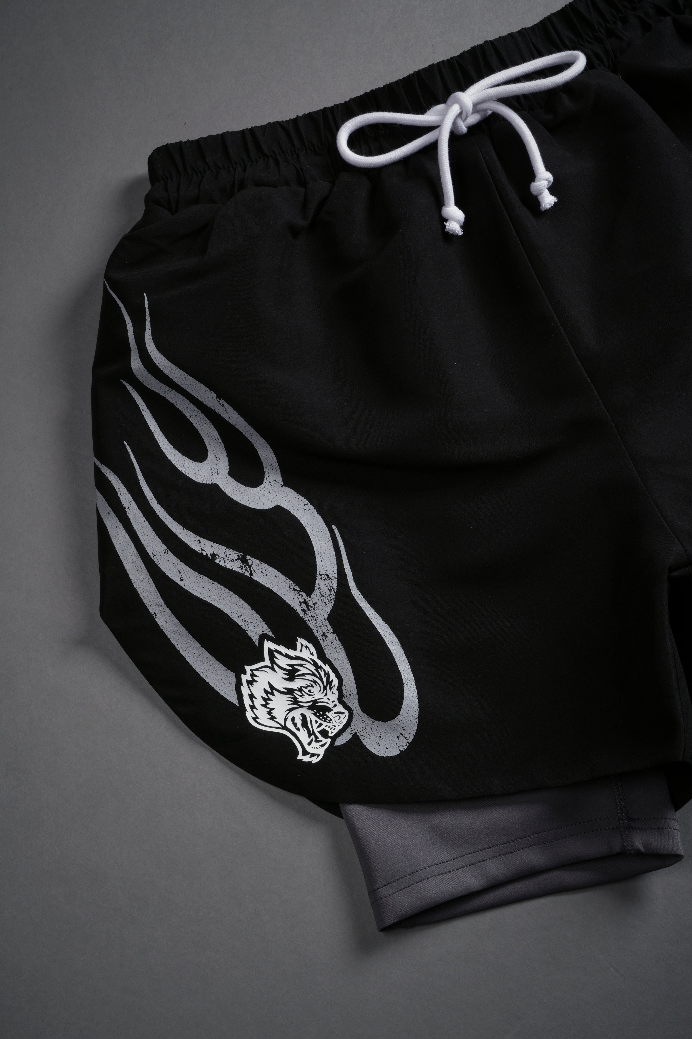 Wolves Flame Phantom Compression Shorts in Black/Wolf Gray