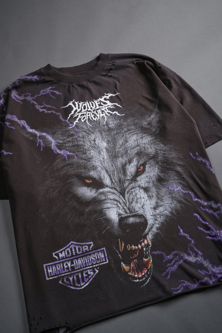 We Were Never the Same Distressed Grunge Tee in Darc Brown Drift Wash