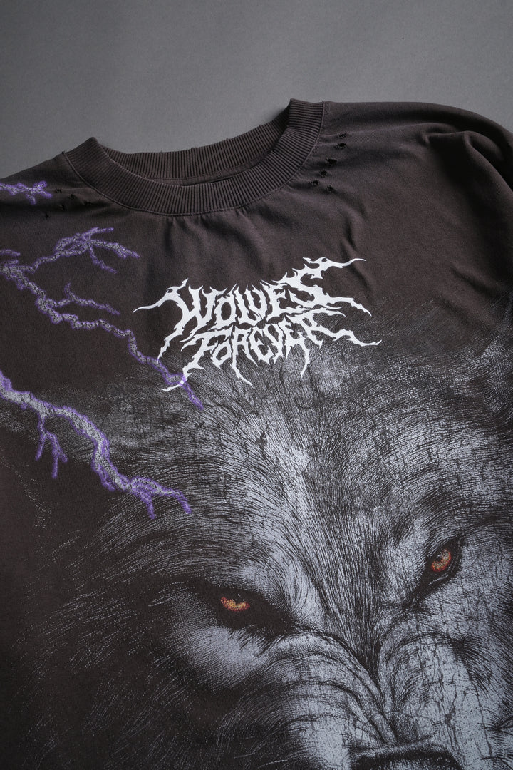 We Were Never the Same Distressed Grunge Tee in Darc Brown Drift Wash