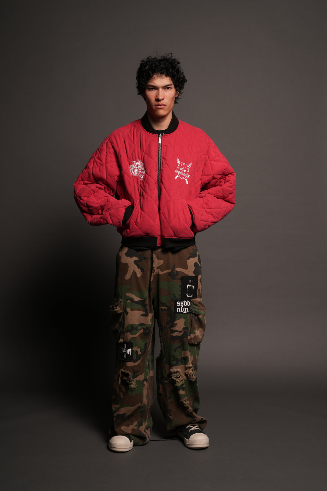 Jason Frvr Cloud Quilted Reversible Bomber Jacket In Black/Oxblood