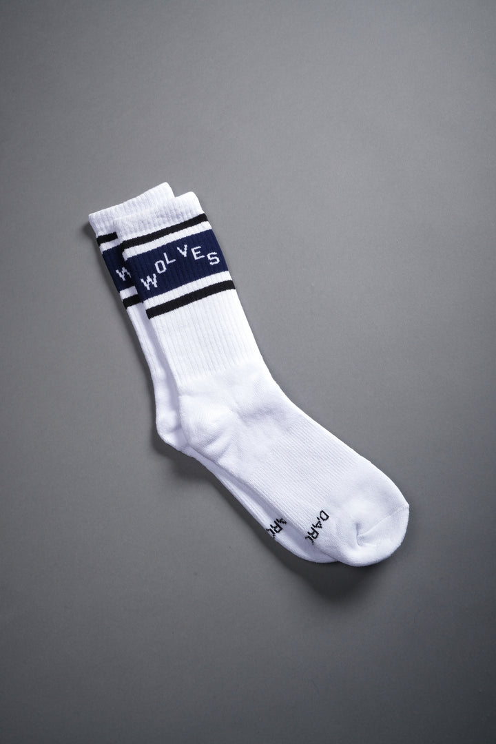 Pyramid Classic Socks in White/Black/Darc Blue