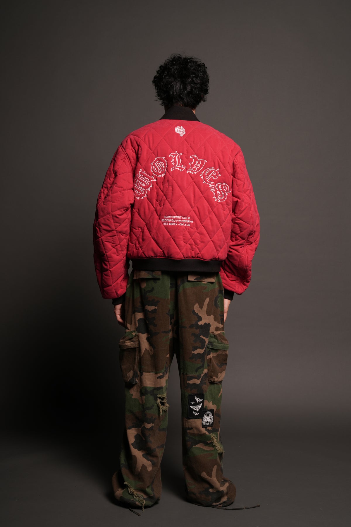 Jason Frvr Cloud Quilted Reversible Bomber Jacket In Black/Oxblood