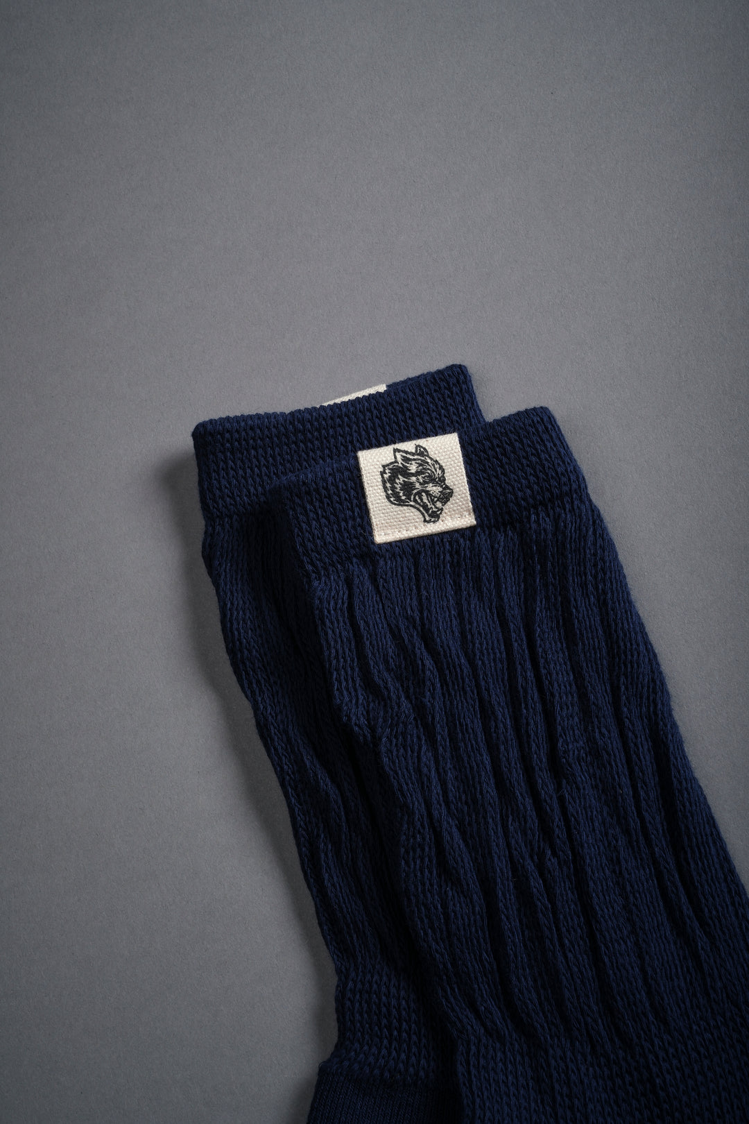 Wolf Patch V2 Comfy Socks in Darc Blue