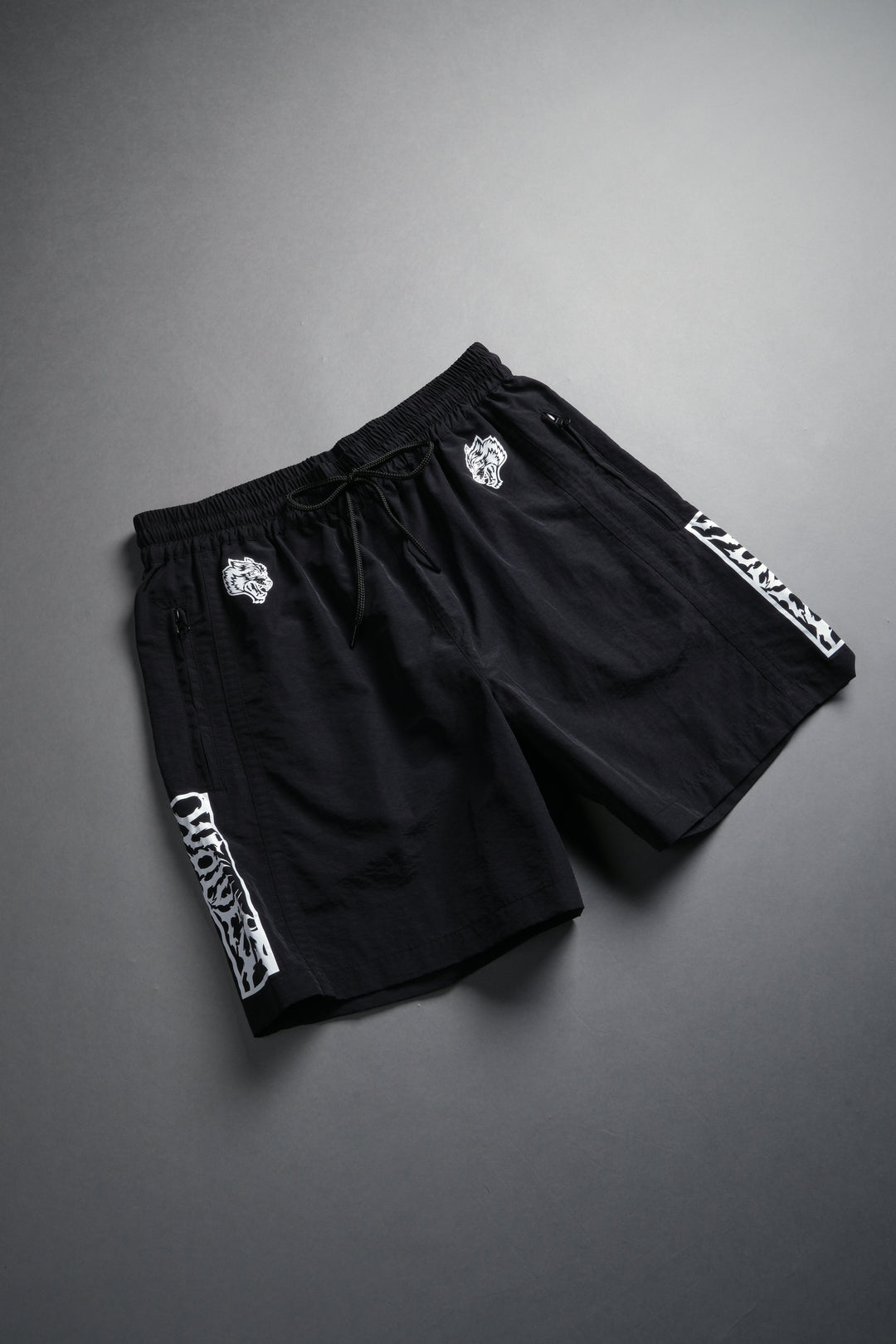 Midnight Wolves Remind Track Shorts in Black/Black