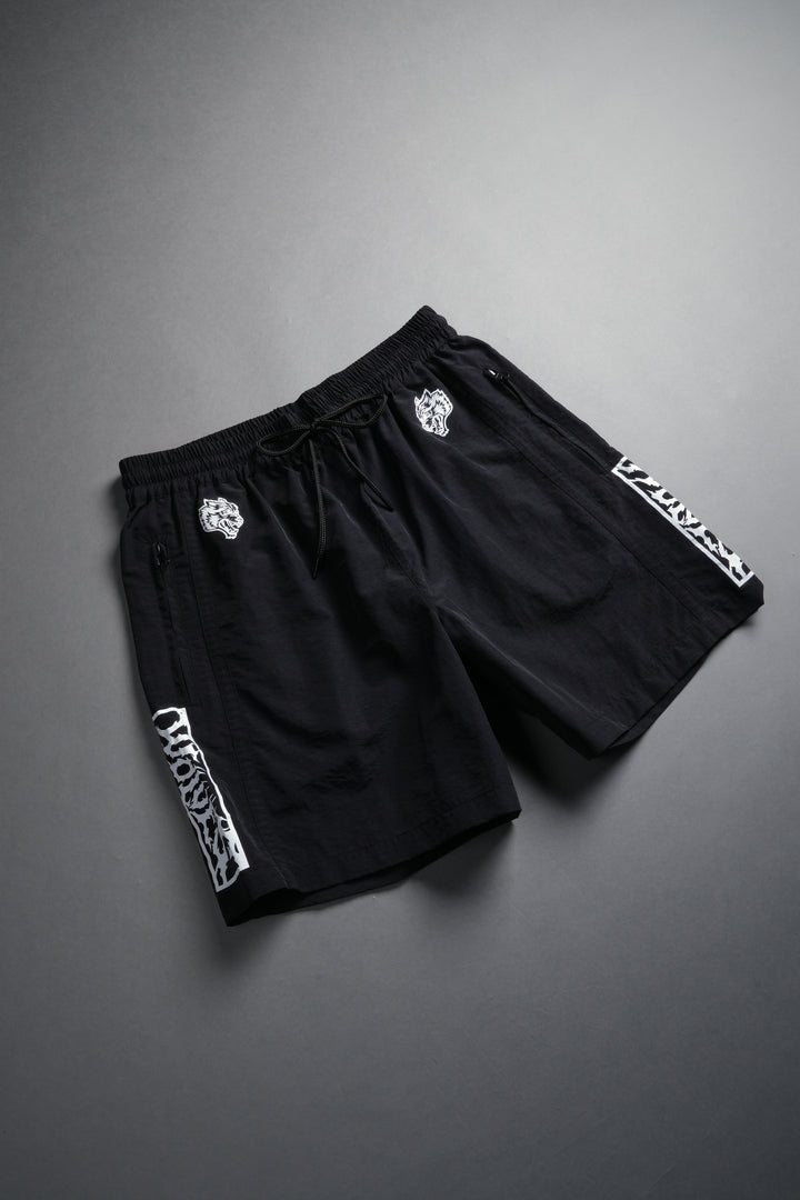 Midnight Wolves Remind Track Shorts in Black/Black