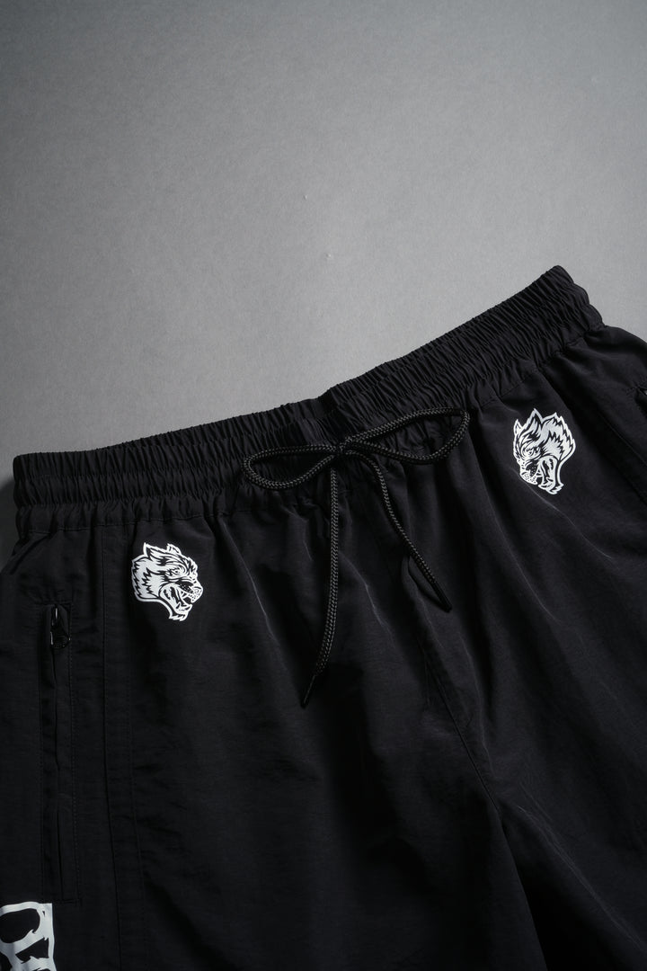 Midnight Wolves Remind Track Shorts in Black/Black