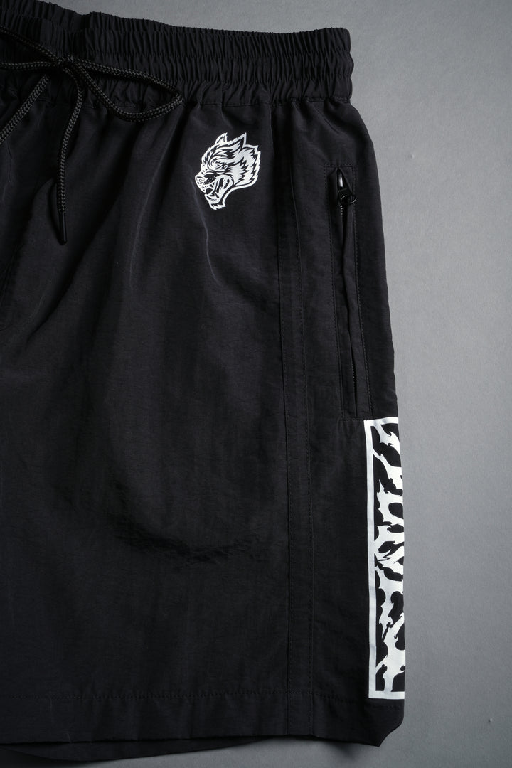 Midnight Wolves Remind Track Shorts in Black/Black