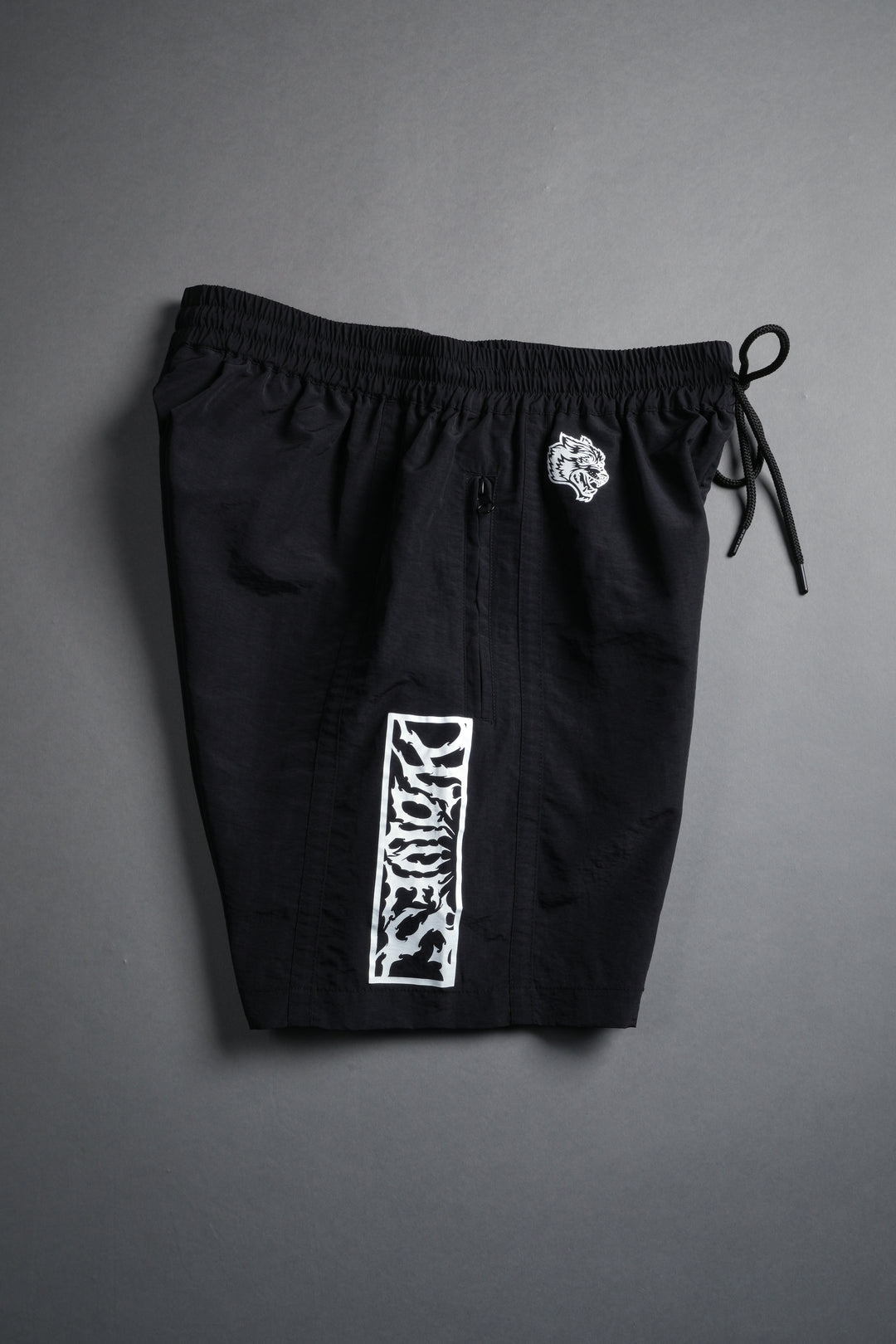 Midnight Wolves Remind Track Shorts in Black/Black