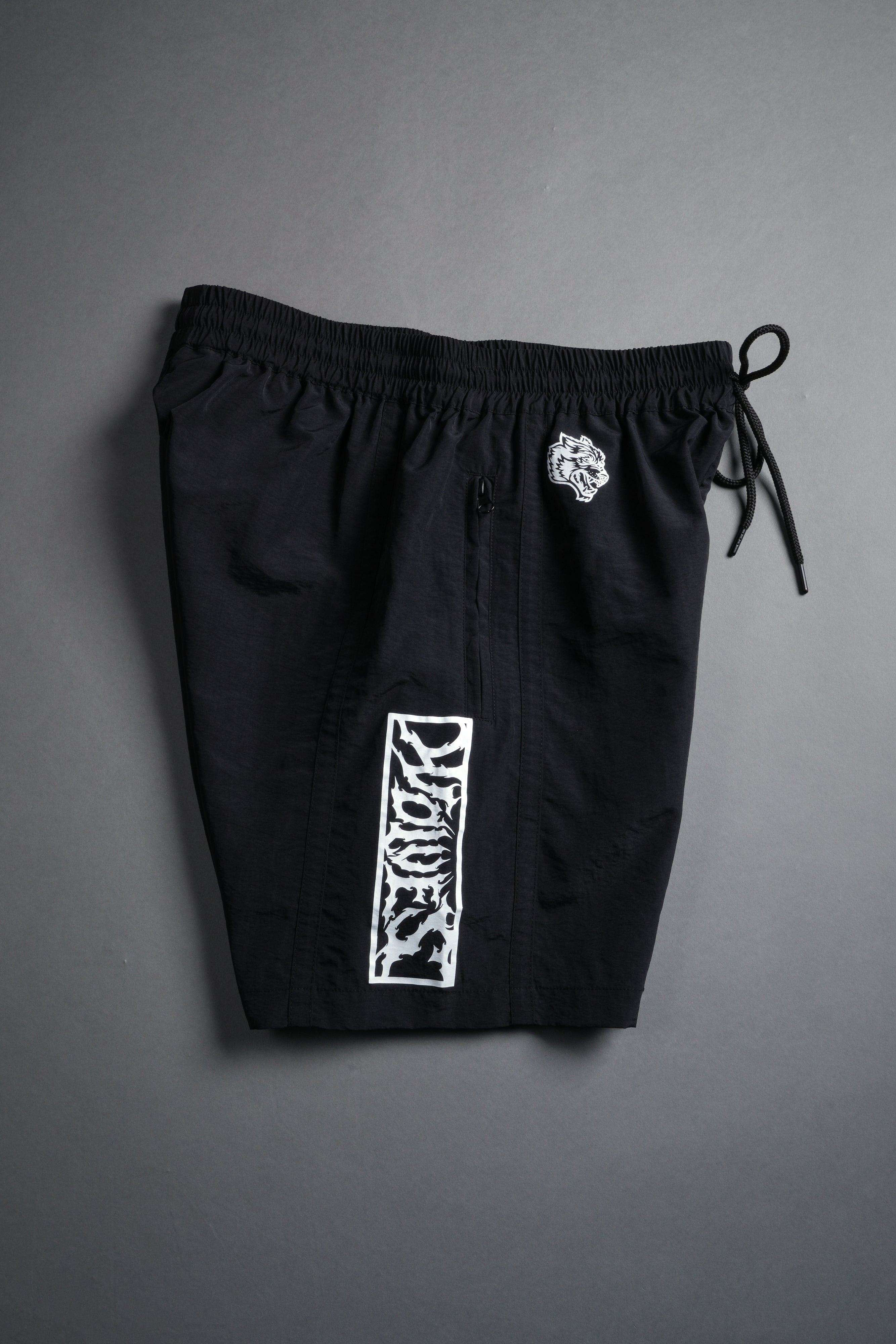 Midnight Wolves Remind Track Shorts in Black/Black