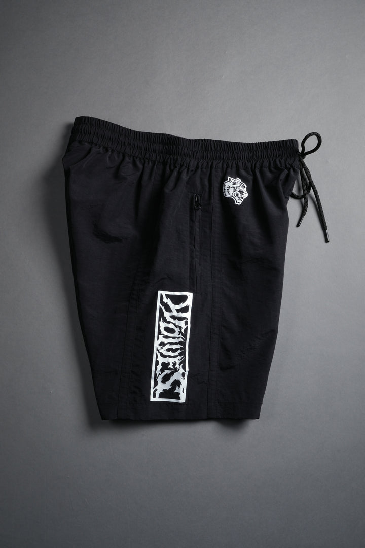 Midnight Wolves Remind Track Shorts in Black/Black