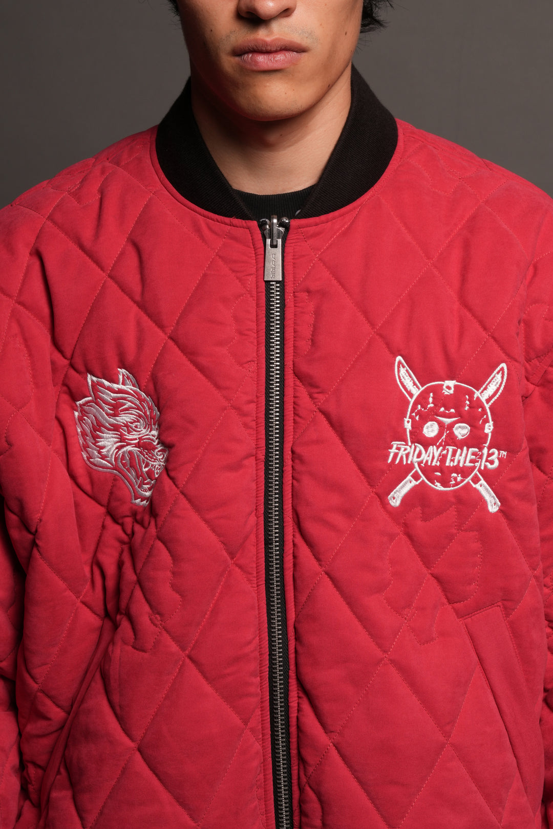 Jason Frvr Cloud Quilted Reversible Bomber Jacket In Black/Oxblood