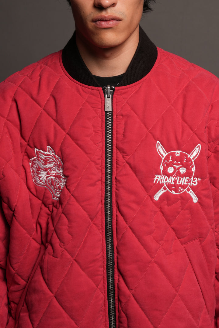Jason Frvr Cloud Quilted Reversible Bomber Jacket In Black/Oxblood