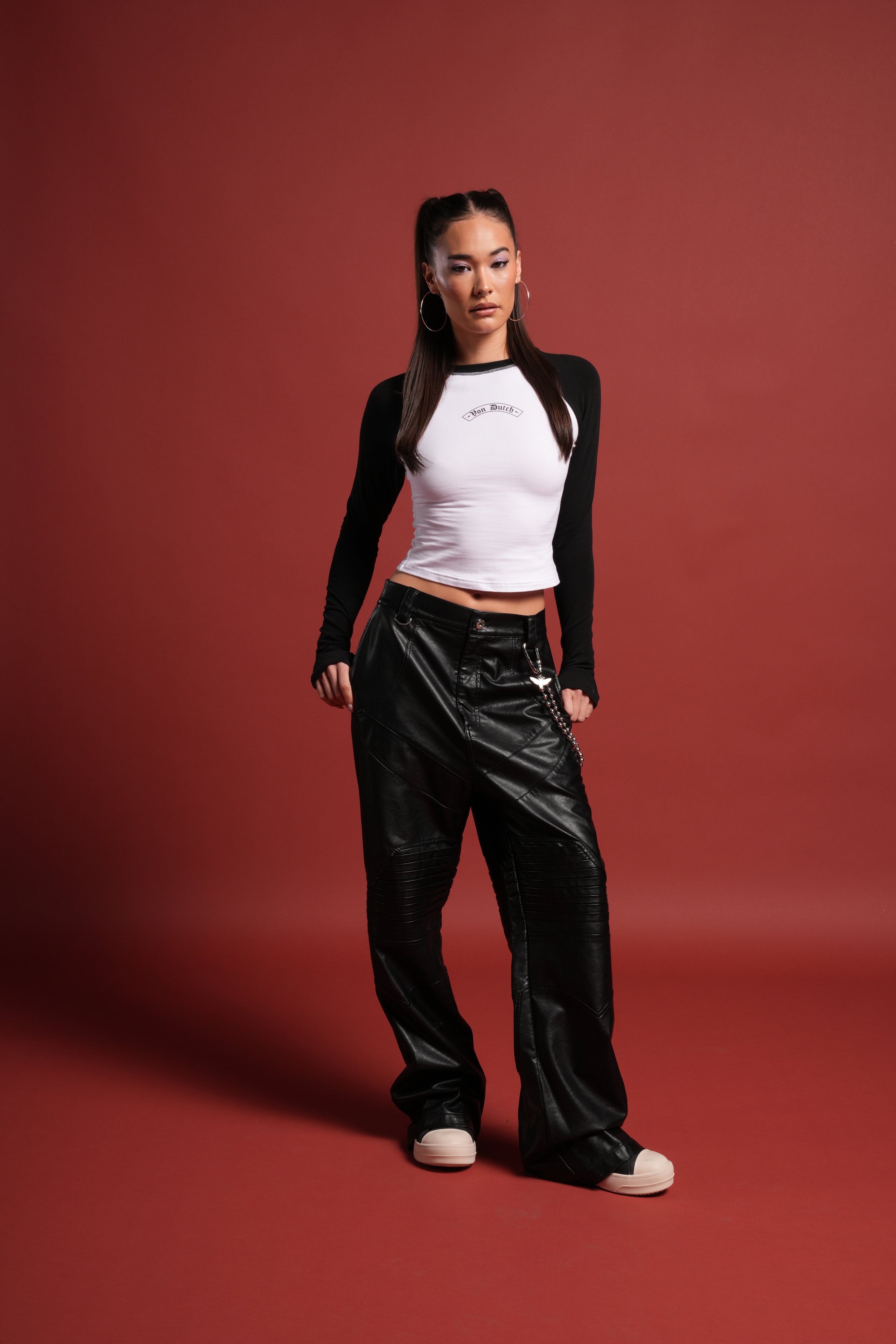 Wolves Kulture Raglan Ringer LS Tee in Black/White