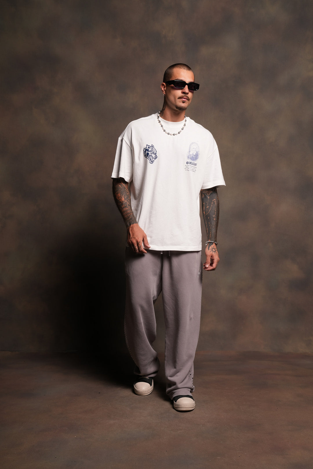 Stud Muerto Baggier Bigelow Sweat Pants In Pale Gray
