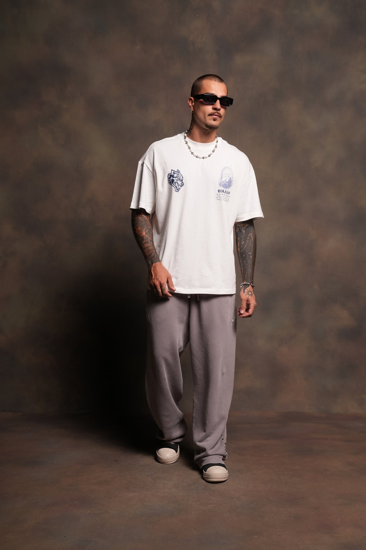 Stud Muerto Baggier Bigelow Sweat Pants In Pale Gray