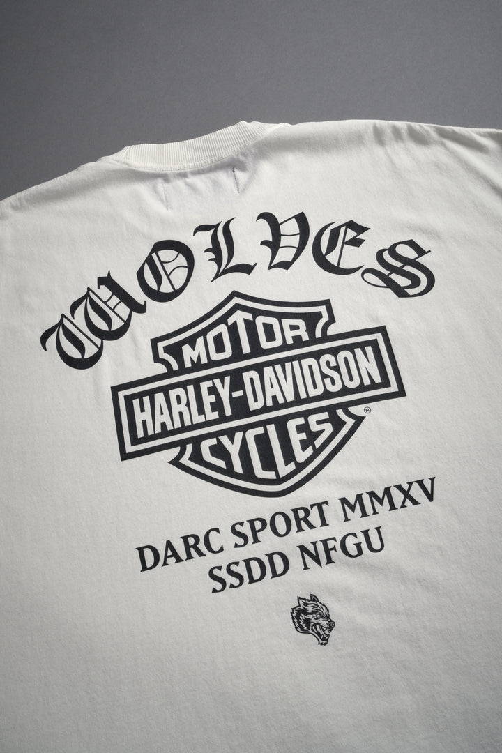 Harley-Davidson Wolves Grunge Cut-Off Tee in Cream
