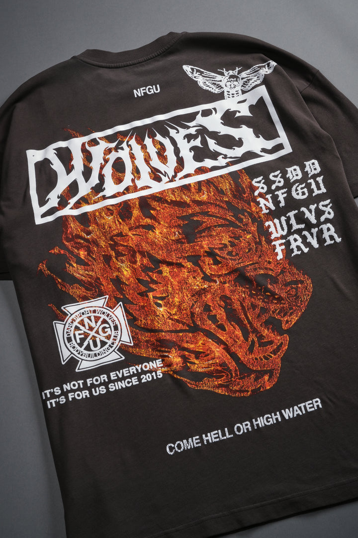 Come Hell Or High Water NFGU Premium Oversized Tee in Darc Brown Drift Wash