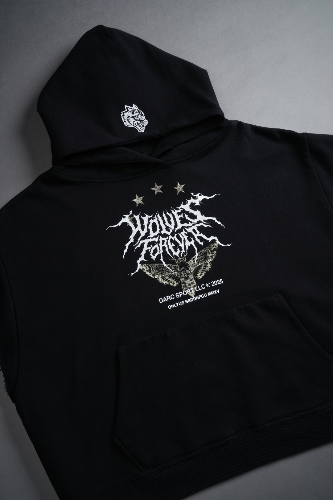Iron Pack Grunge Gage Cap Sleeve Hoodie in Black