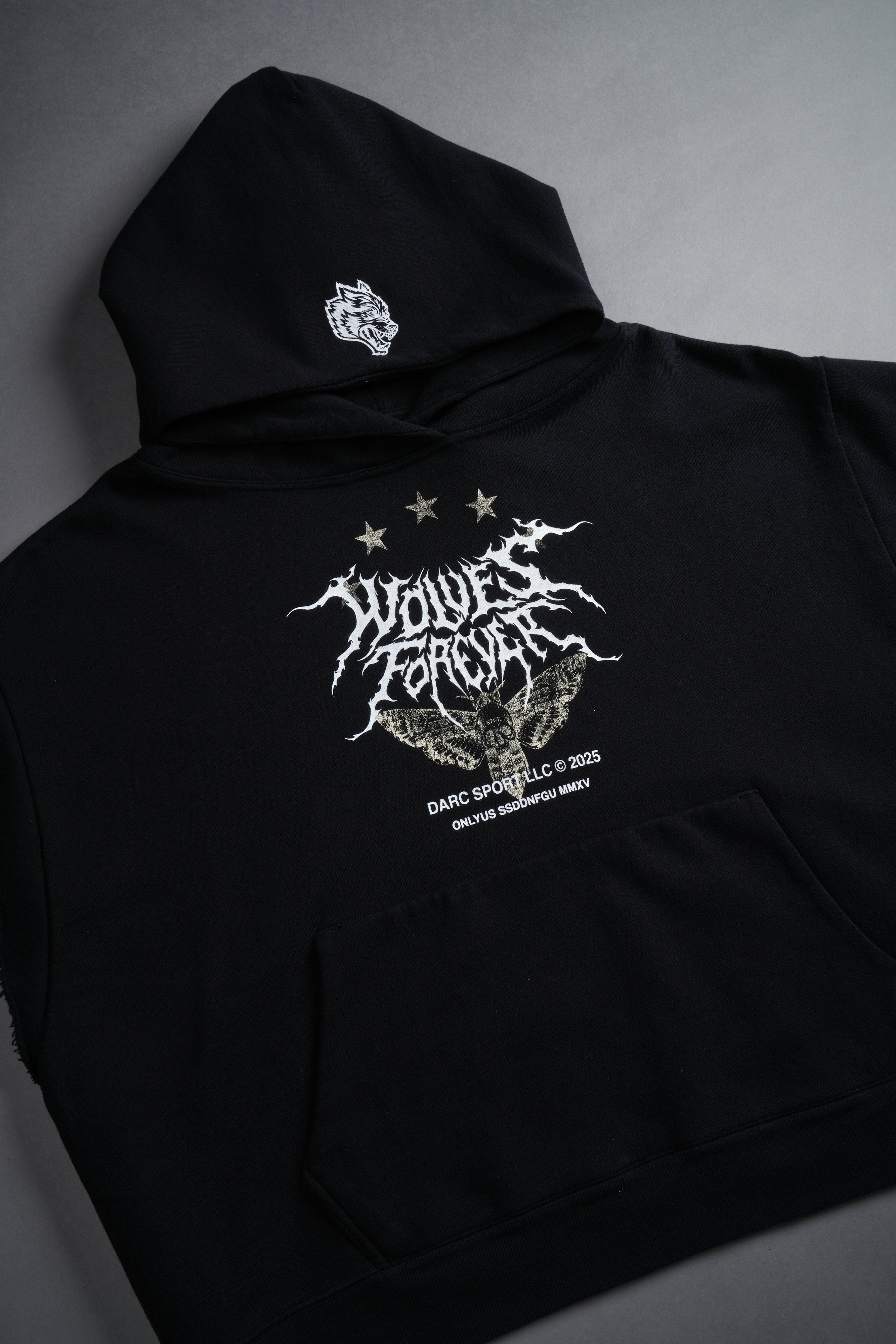 Iron Pack Grunge Gage Cap Sleeve Hoodie in Black