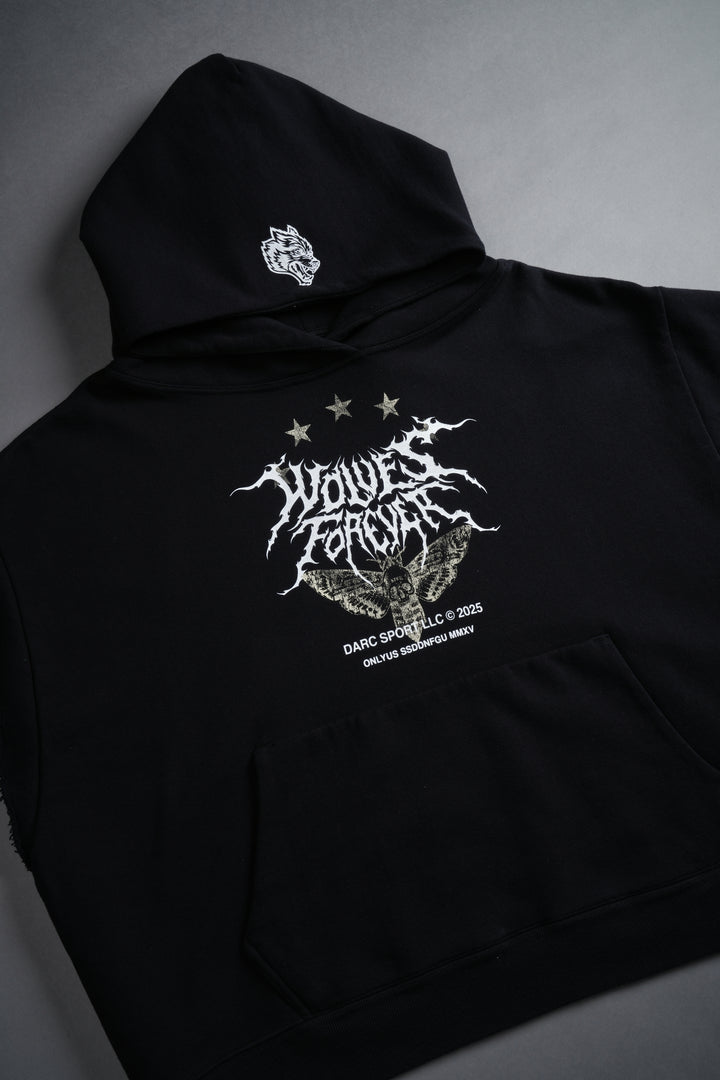 Iron Pack Grunge Gage Cap Sleeve Hoodie in Black