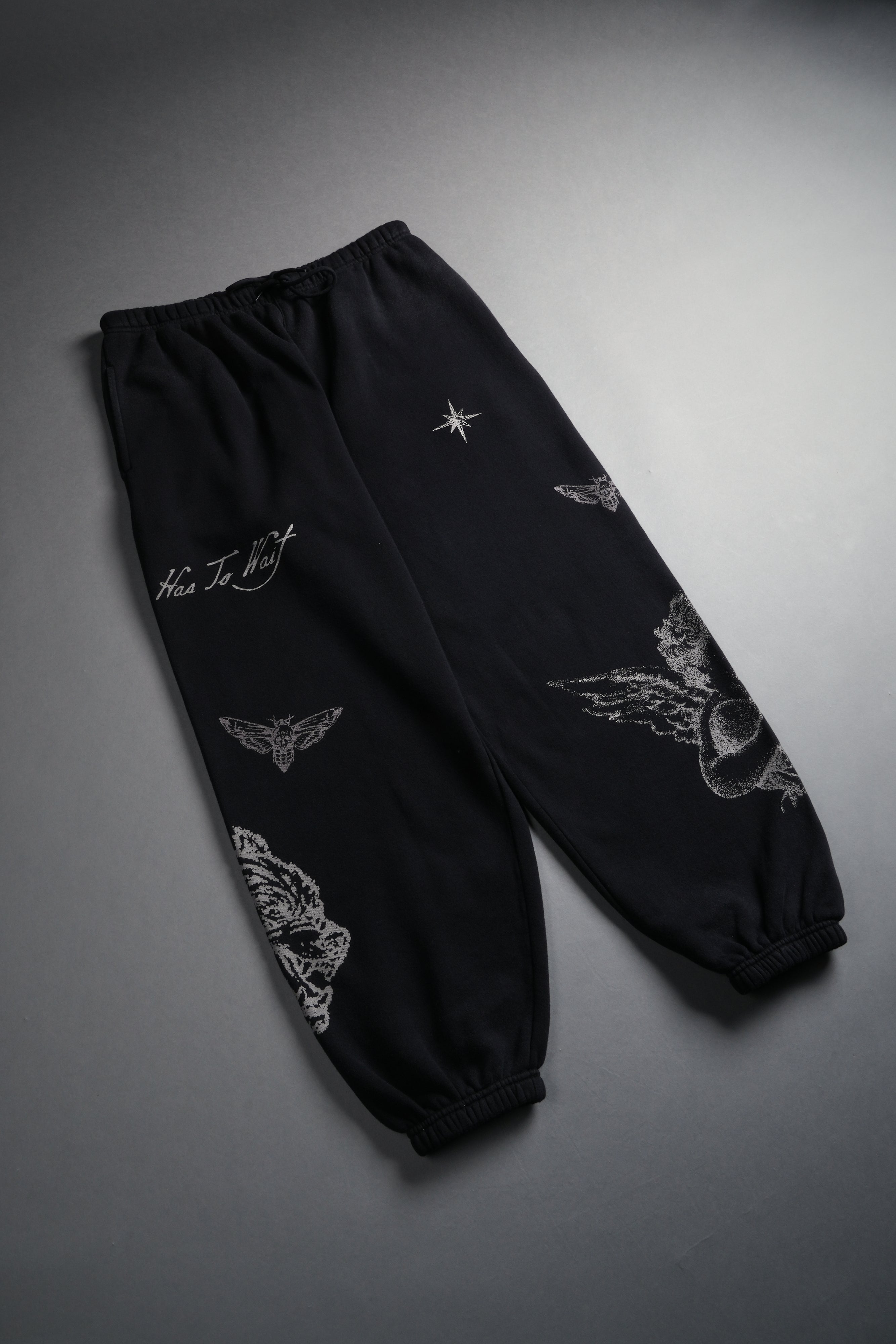 Sacred Flash Lightweight Lounger Sweat Pants in Black Drift Wash