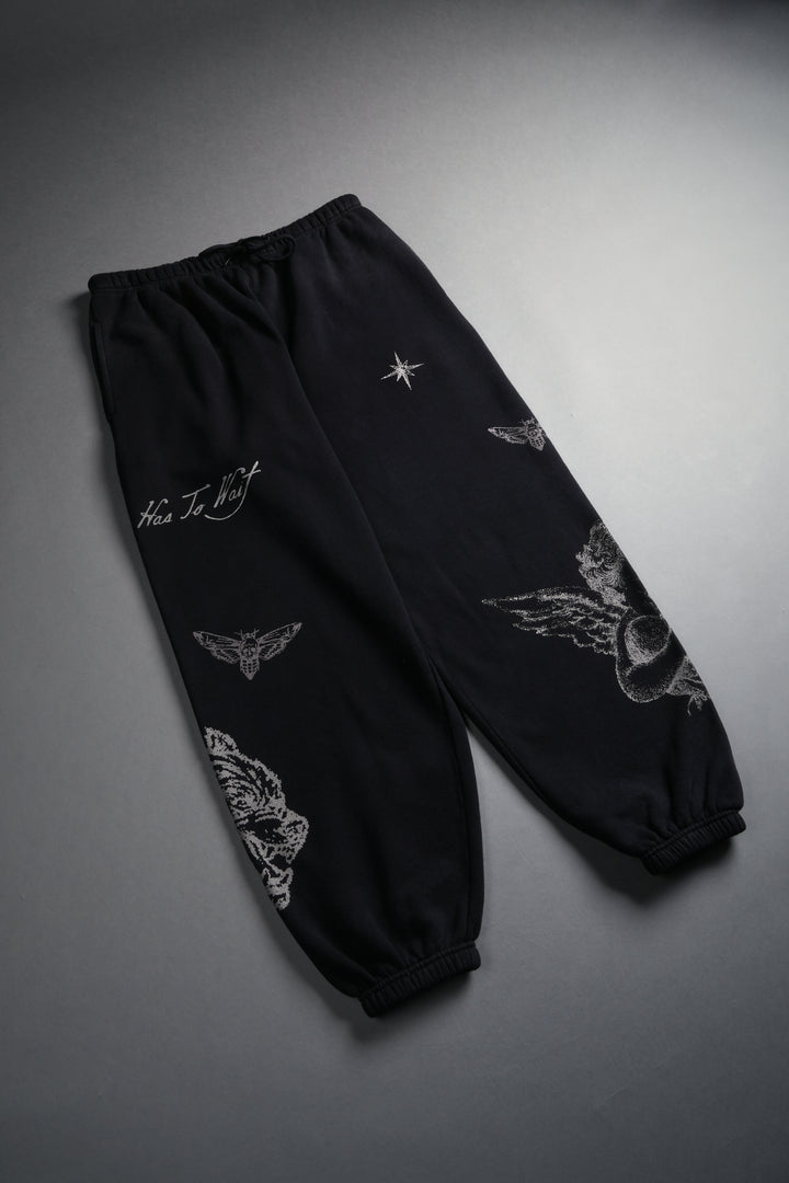 Sacred Flash Lightweight Lounger Sweat Pants in Black Drift Wash