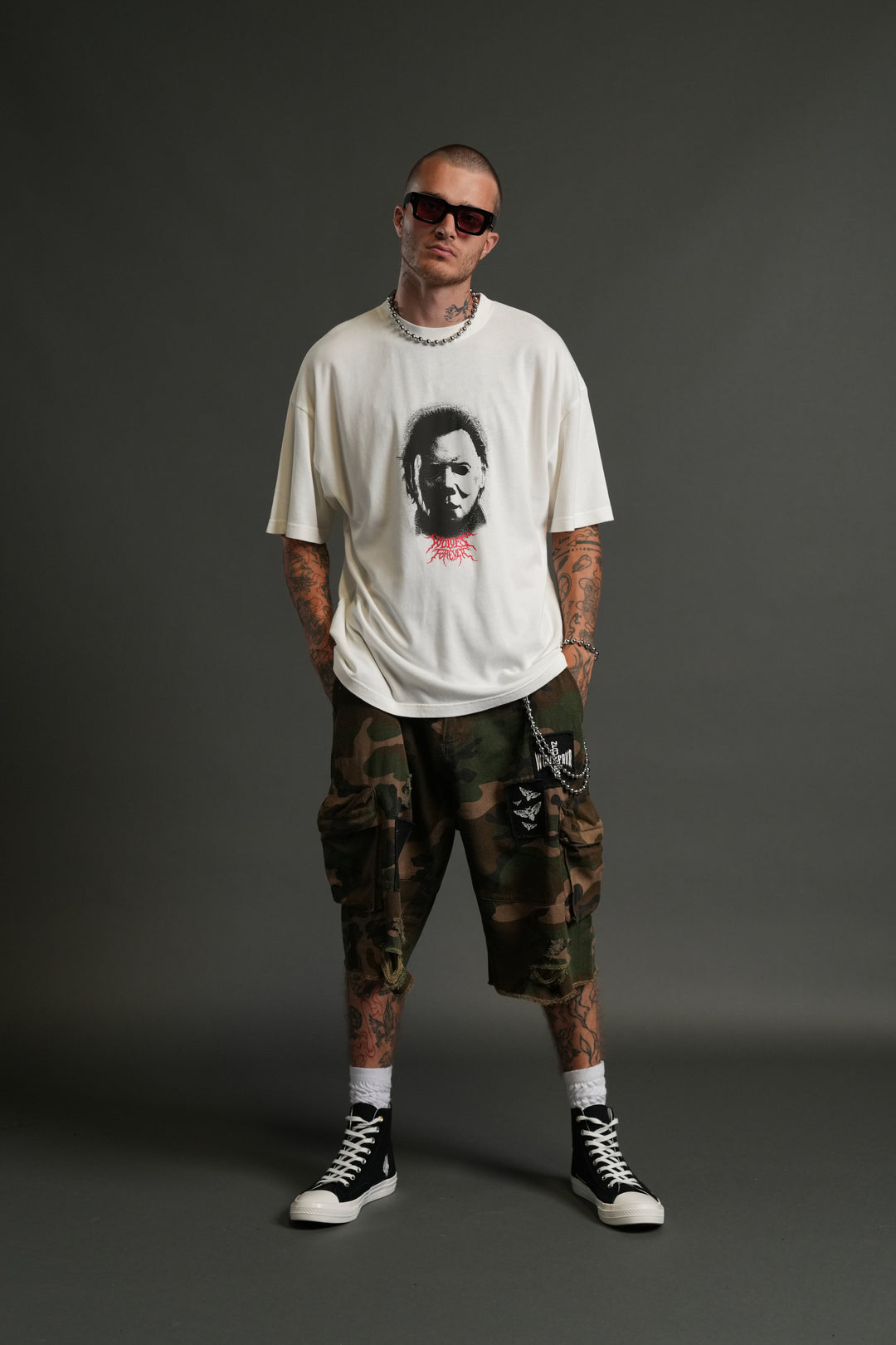 Watch Your Back "Premium" Oversized Tee in Cream