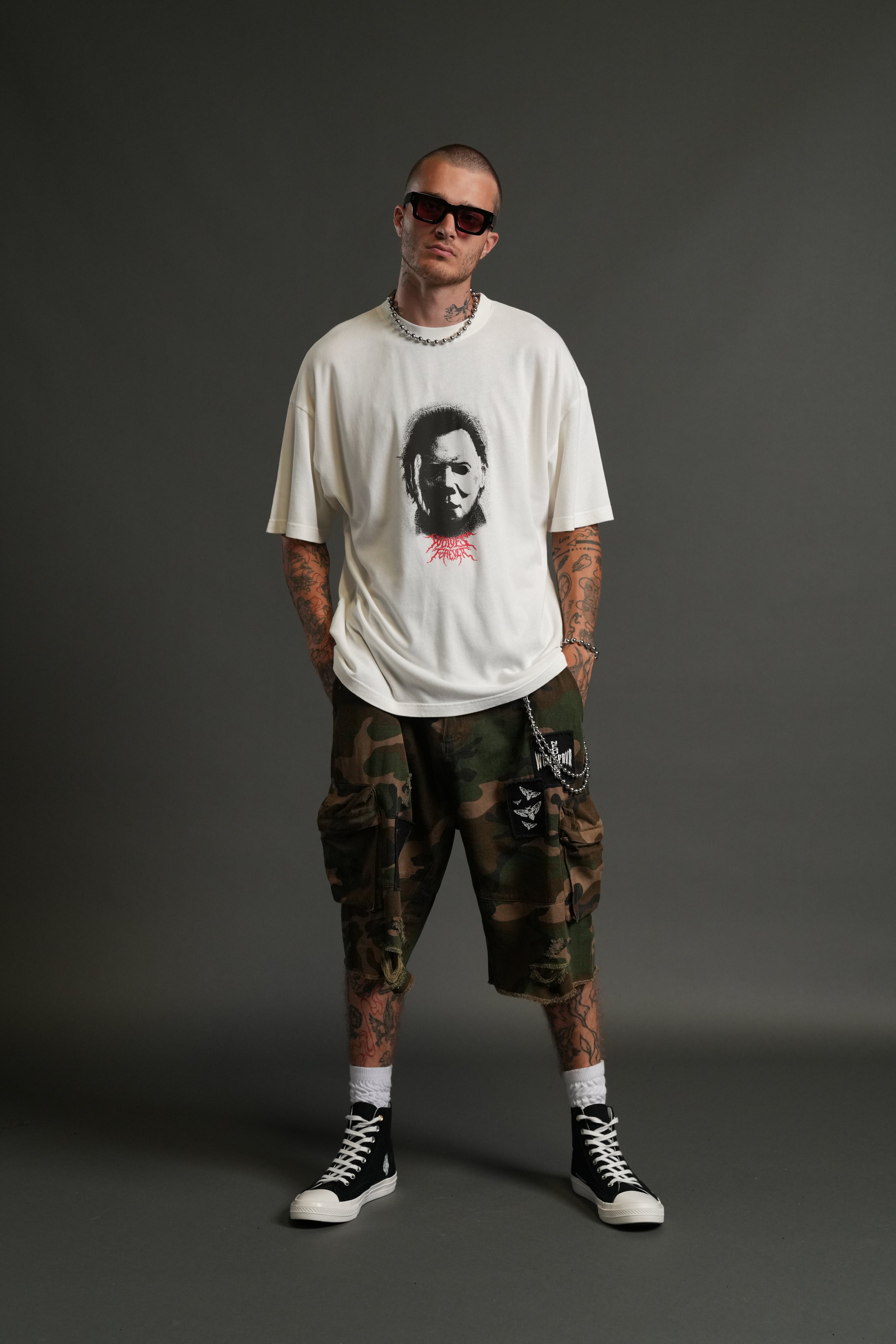 Watch Your Back "Premium" Oversized Tee in Cream