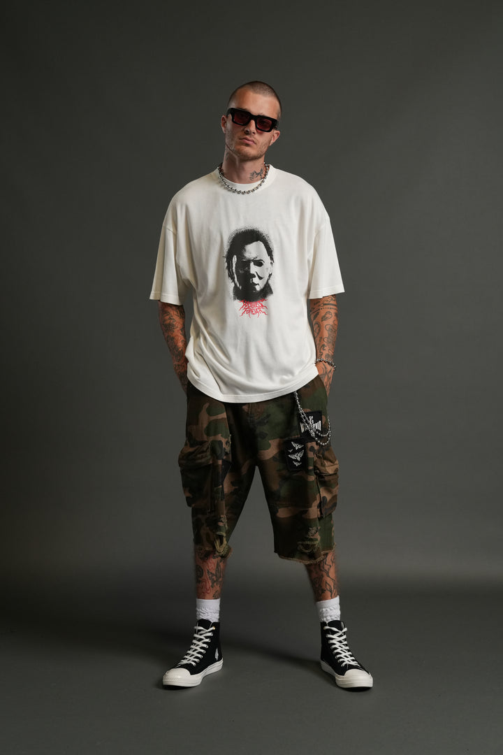 Watch Your Back "Premium" Oversized Tee in Cream