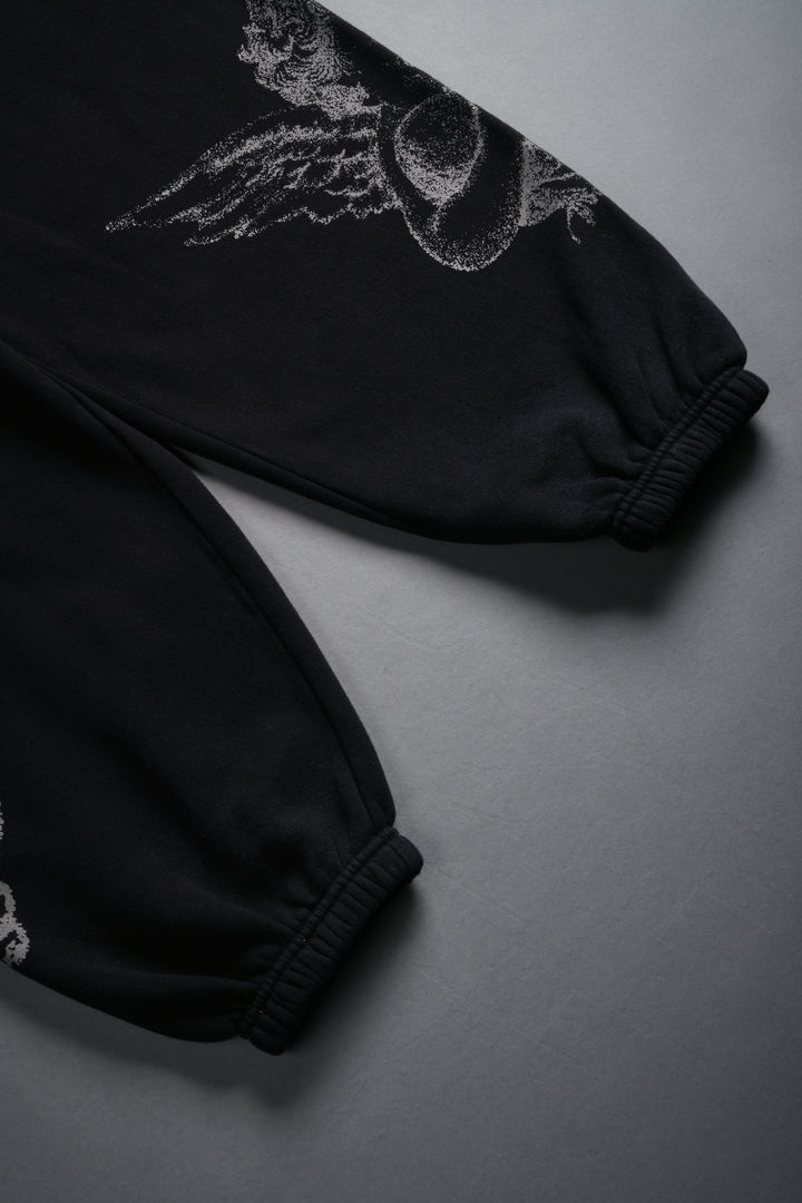 Sacred Flash Lightweight Lounger Sweat Pants in Black Drift Wash