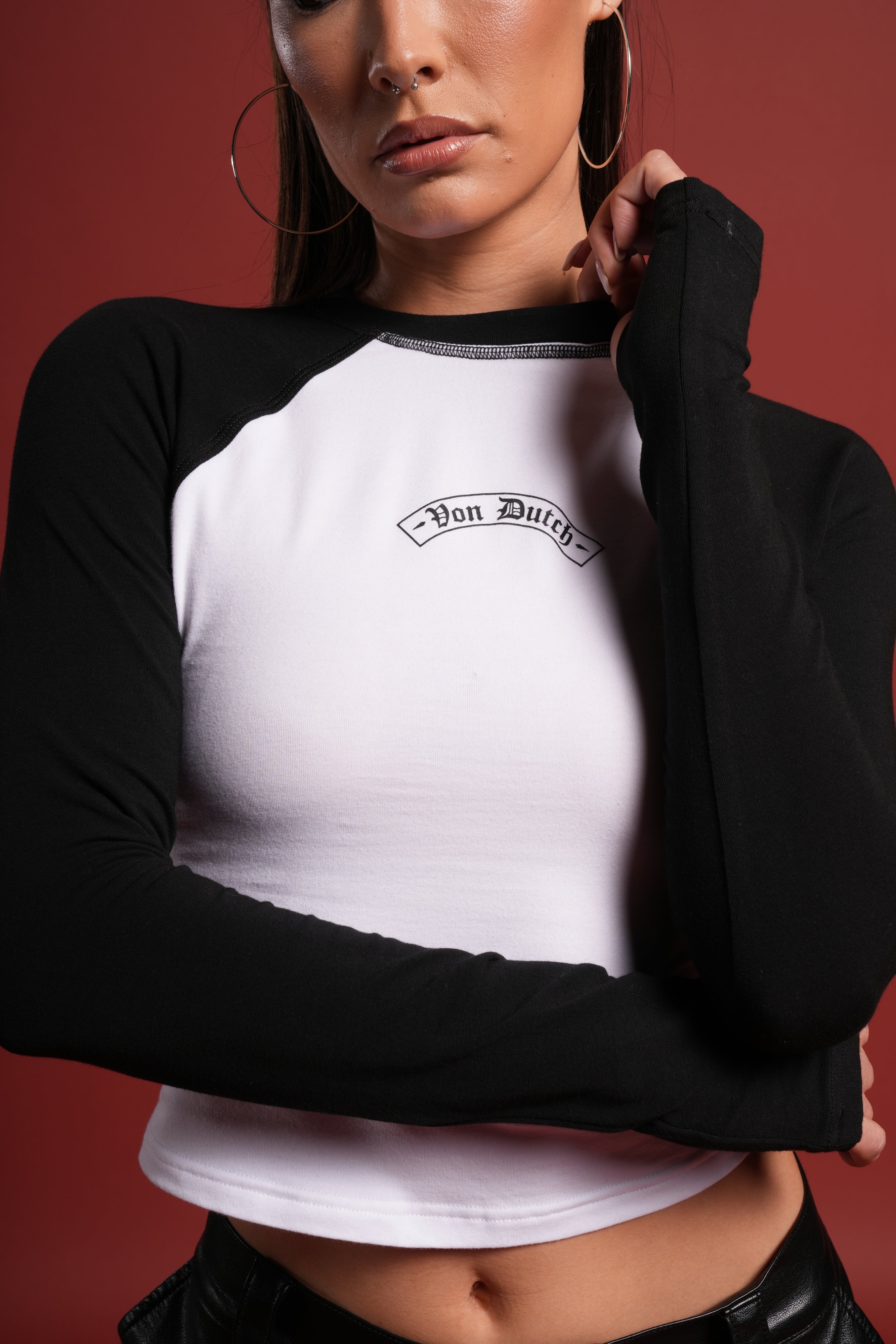 Wolves Kulture Raglan Ringer LS Tee in Black/White