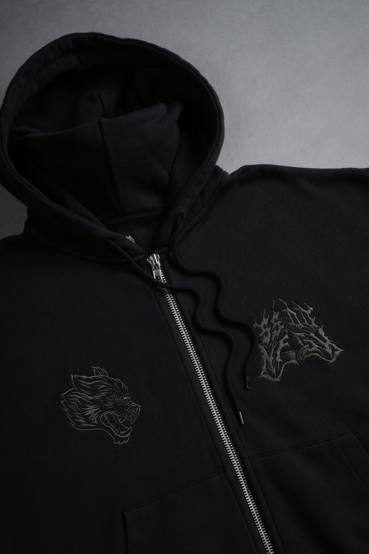 SSDDNFGU Moth Creed Cap Zip Hoodie in Black