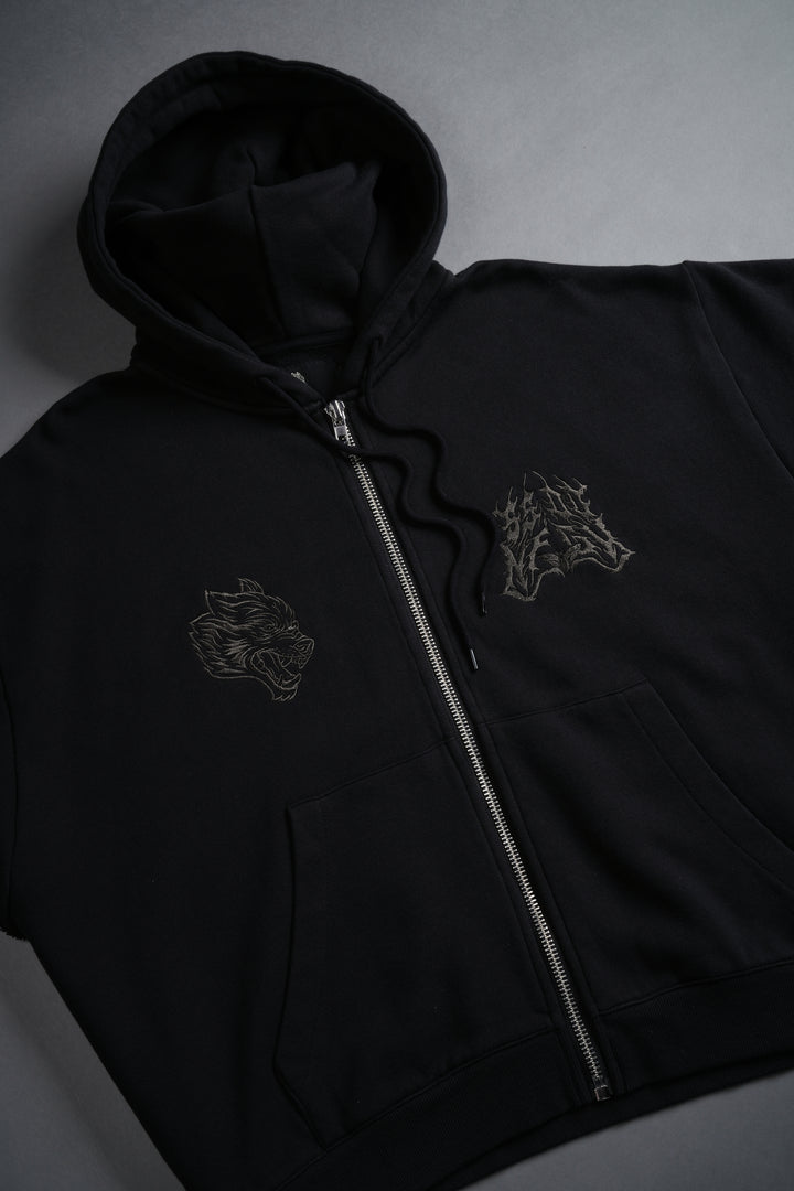 SSDDNFGU Moth Creed Cap Zip Hoodie in Black